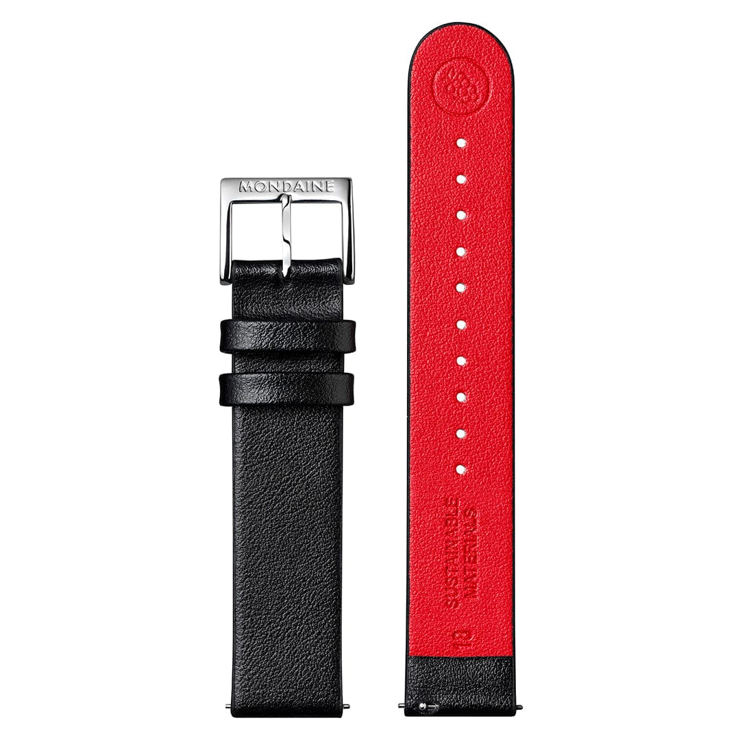 Black Vegan Grape Leather Strap, 18 mm