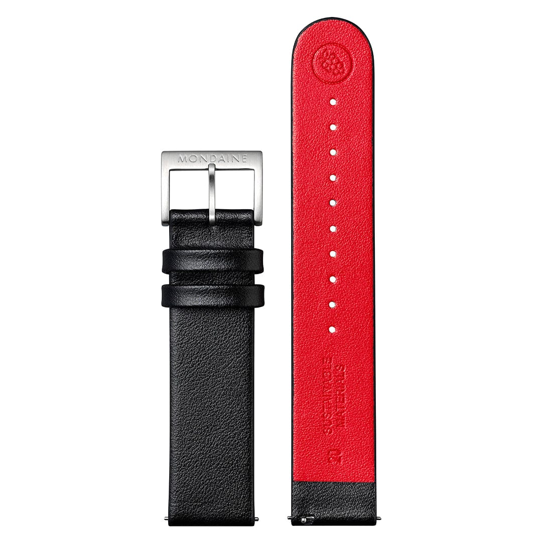 Black Vegan Grape Leather Strap, 20 mm
