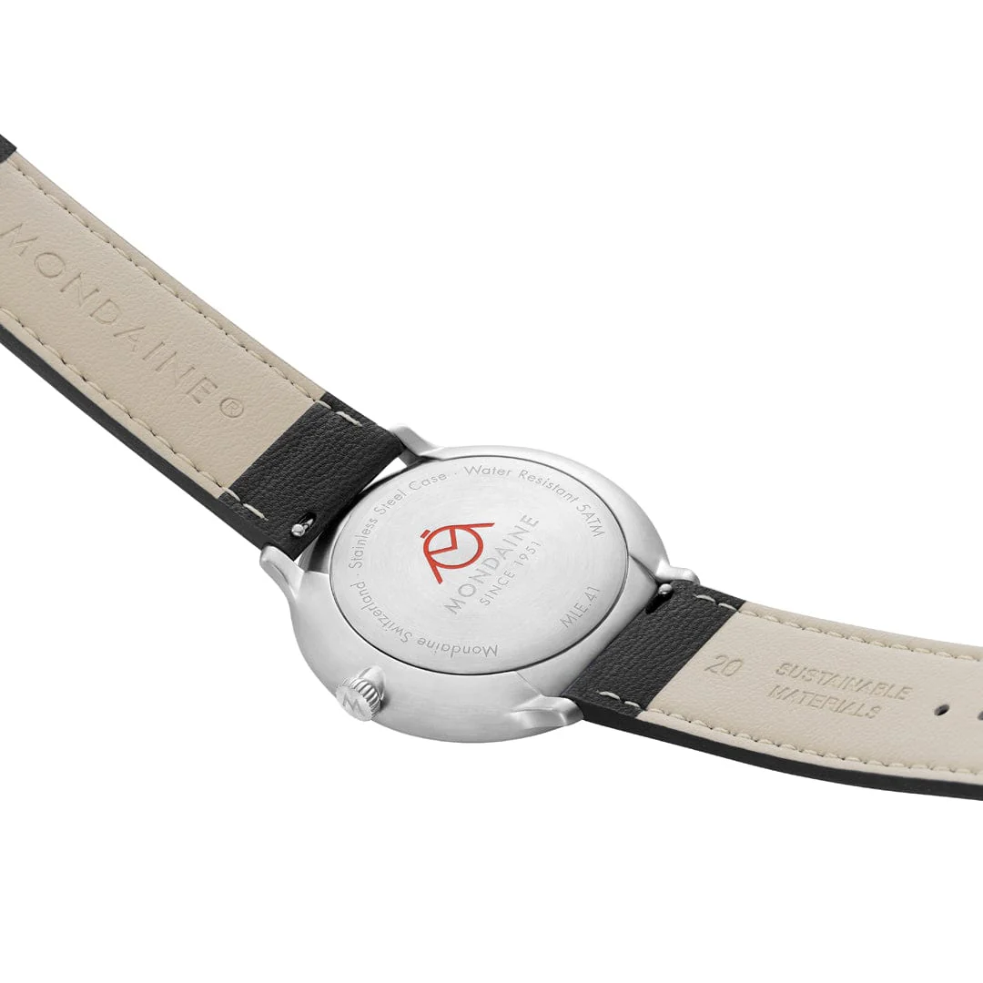 Doppio, Black Vegan Grape Leather, 41 mm - Image 5
