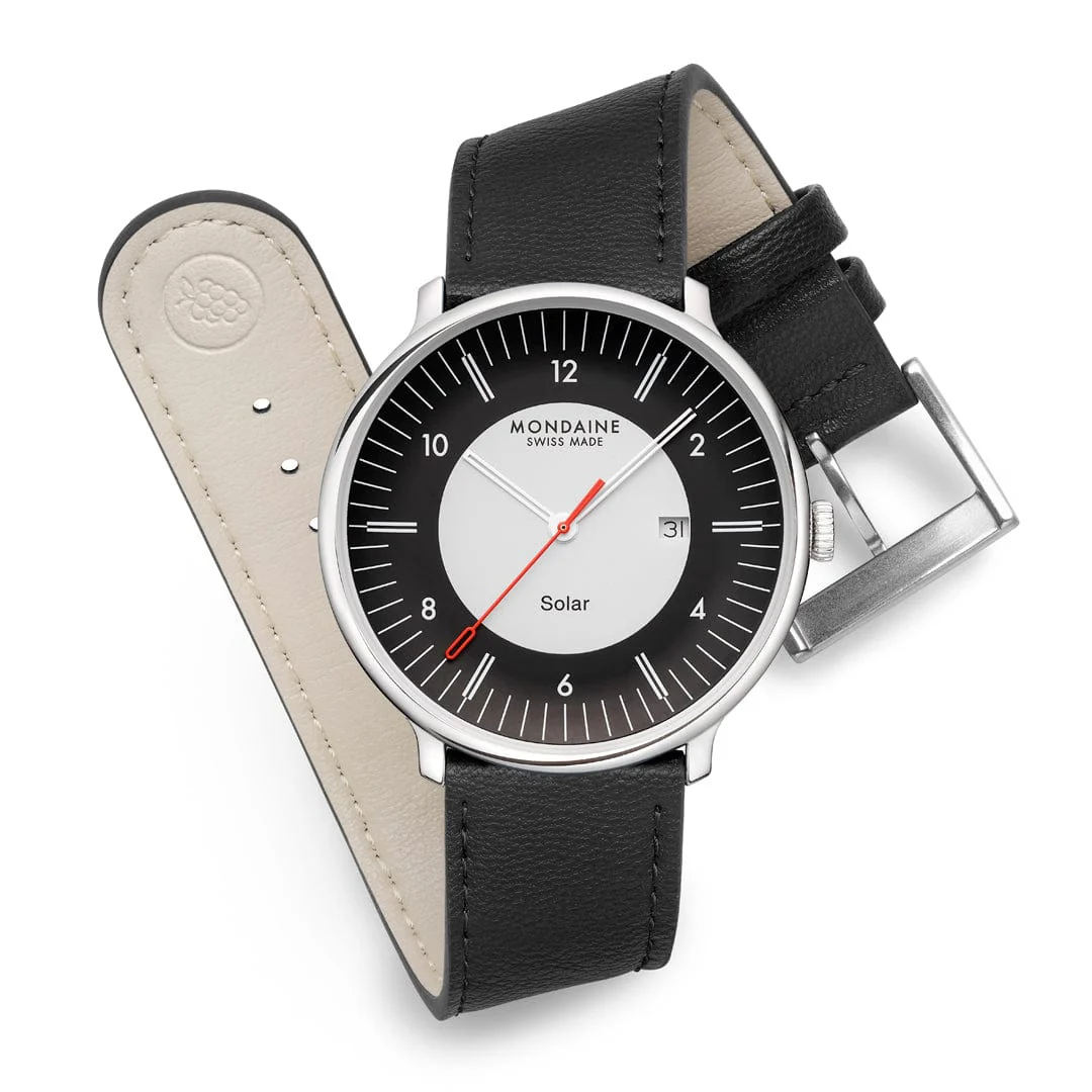 Doppio Solar, Black Vegan Grape Leather, 41 mm - Image 8