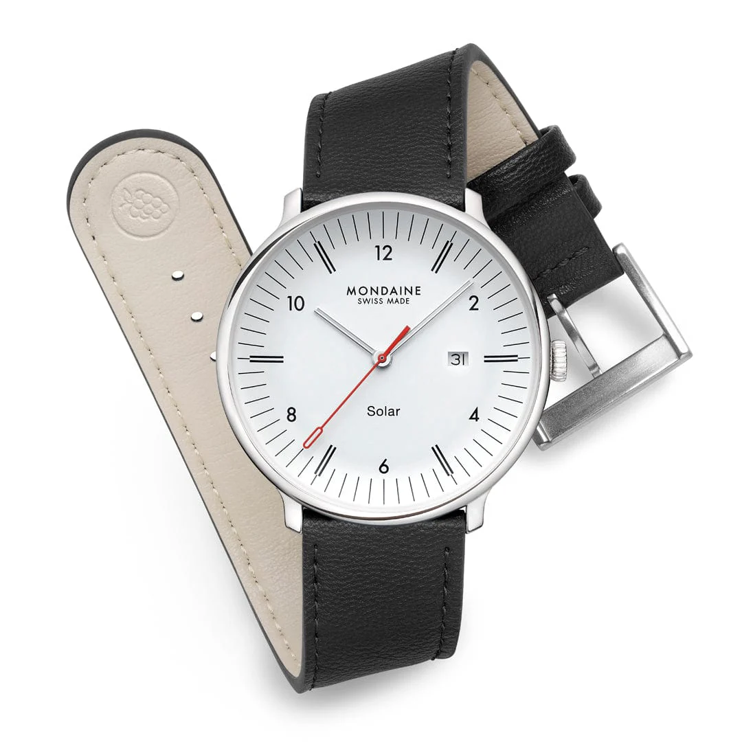 Doppio Solar, Black Vegan Grape Leather, 41 mm - Image 8
