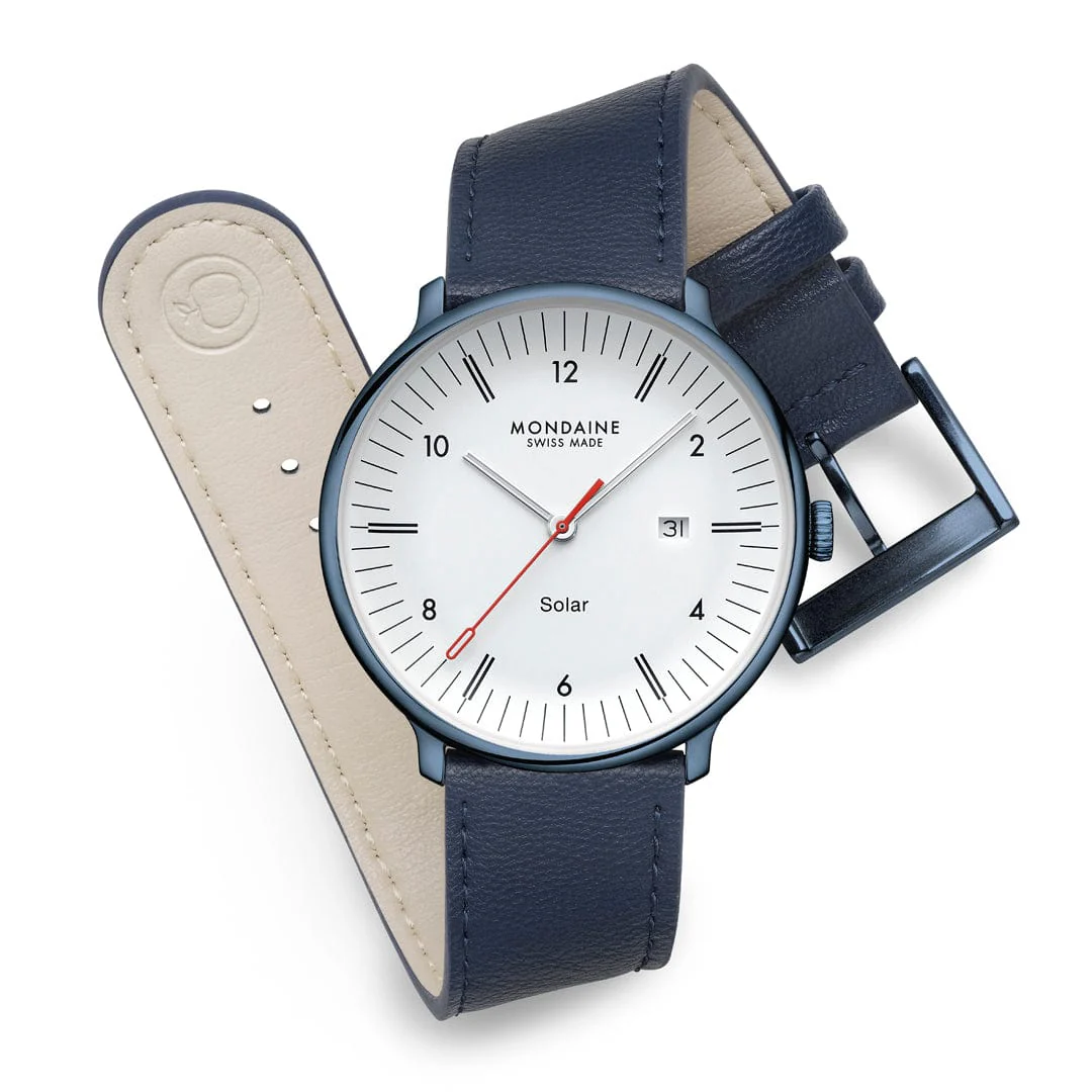 Doppio Solar, Blue Vegan Apple Leather, 41 mm - Image 8