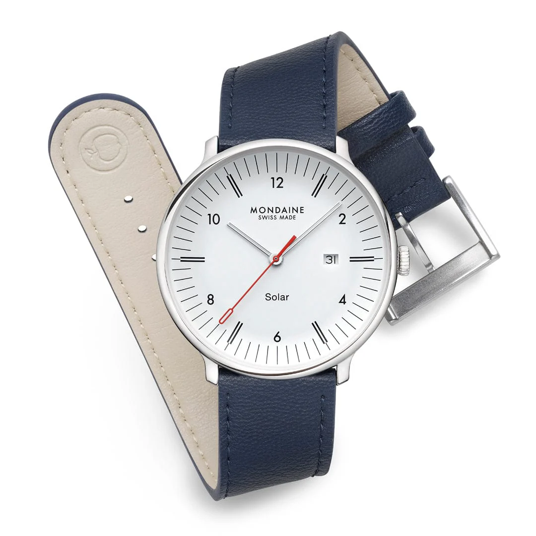 Doppio Solar, Blue Vegan Apple Leather, 41 mm - Image 8
